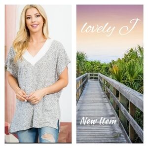 NEW! Lovely J Sage Geen & White Print top